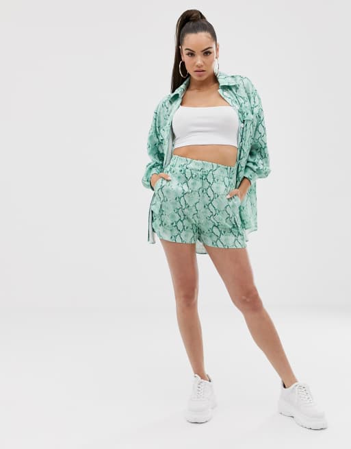 ASOS DESIGN suit shorts in green snake ASOS