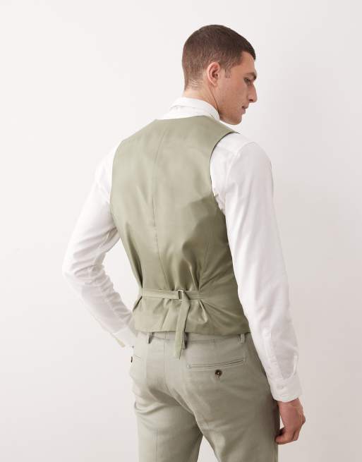 ASOS DESIGN suit vest in sage green linen rich, 5 of 5