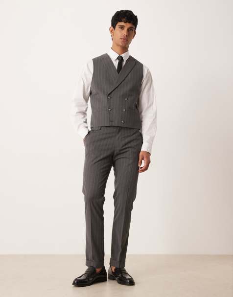ASOS DESIGN suit waistcoat in charcoal pinstripe - view 2