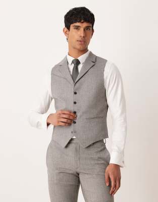 Asos Design Suit Waistcoat In Gray