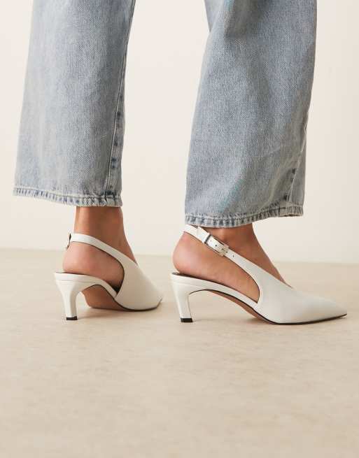 ASOS DESIGN Suki slingback kitten heeled shoes in white