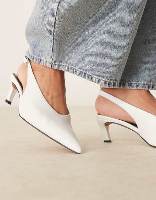ASOS DESIGN Suki slingback kitten heeled shoes in white