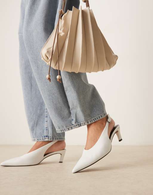 ASOS DESIGN Suki slingback kitten heeled shoes in white