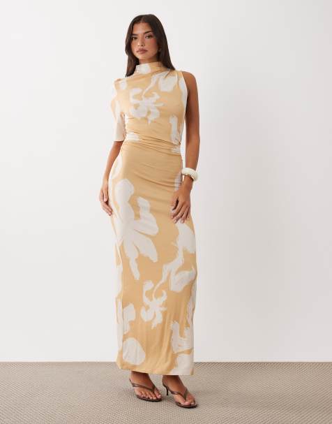 ASOS DESIGN – Sukienka maxi na jedno ramię z golfem w kwiatowy wzór - view 1