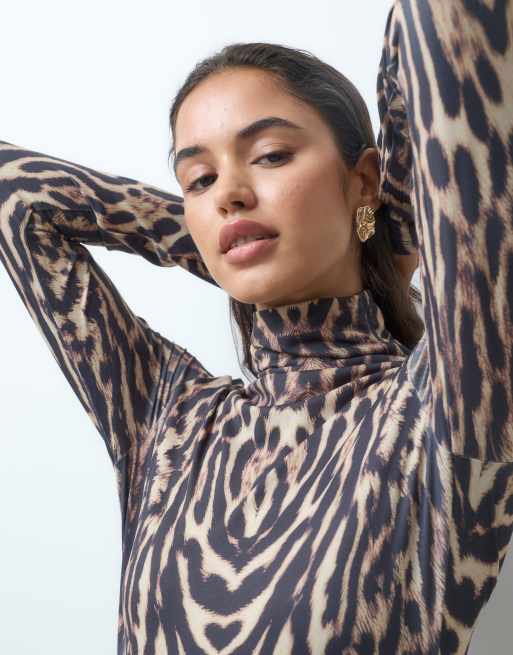 ASOS DESIGN sukienka maxi we wzór leopardzi, 3 z 5