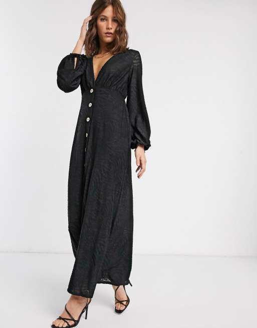 ASOS DESIGN – Sukienka maxi z długim rękawem i wzorem w paski zebry