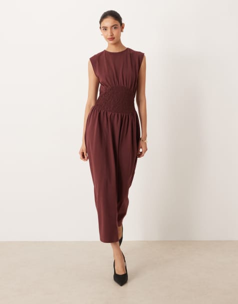 ASOS DESIGN lace insert maxi dress in chocolate