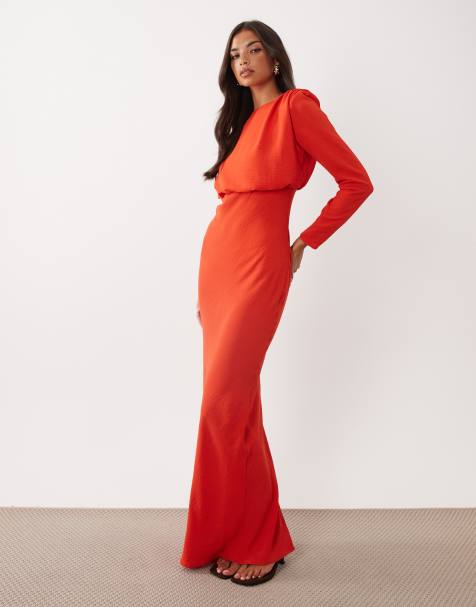 ASOS DESIGN sukienka maxi z rękawami typu batwing w kolorze burnt orange - view 1