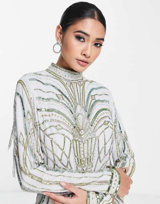 ASOS DESIGN – Sukienka maxi z secesyjnymi zdobieniami, 4 z 4