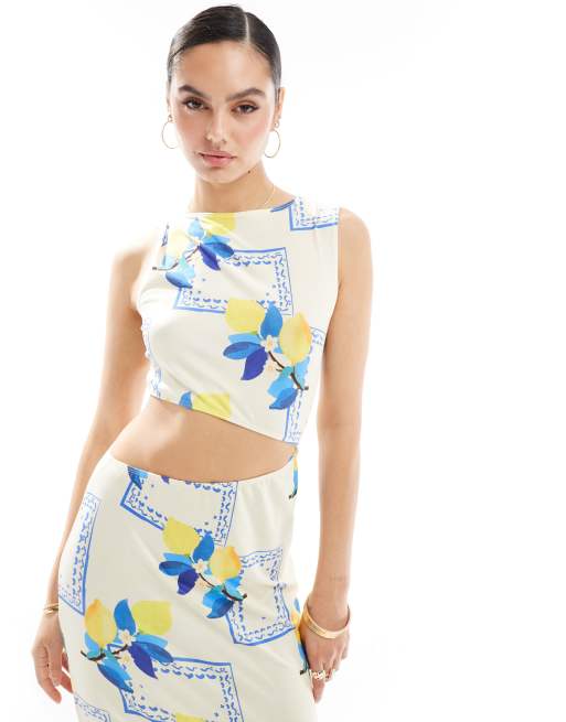 ASOS DESIGN – Sukienka maxi z wycięciem i wzorem w cytryny, 2 z 4