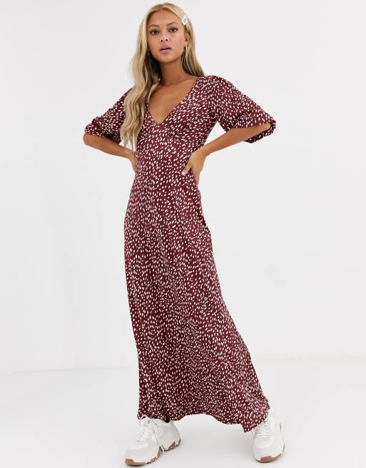 ASOS DESIGN – Sukienka maxi ze wzorem w groszki