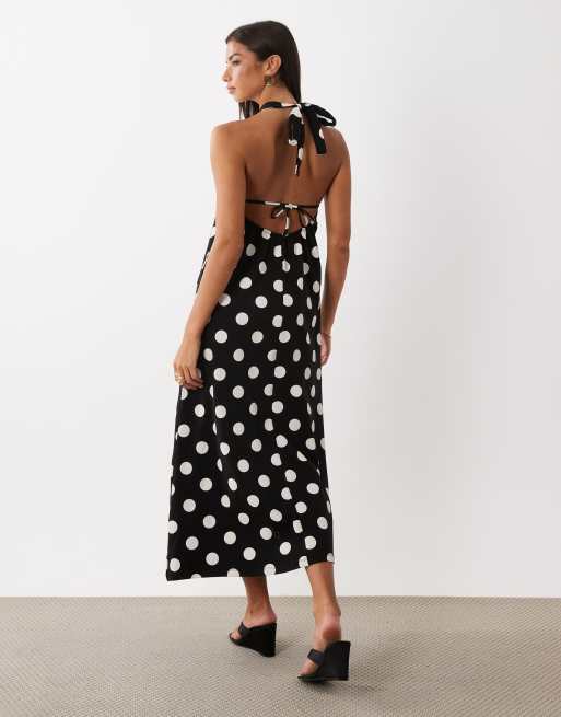 ASOS DESIGN sukienka midi trapezowa w kropki czarno-biała, 4 z 4