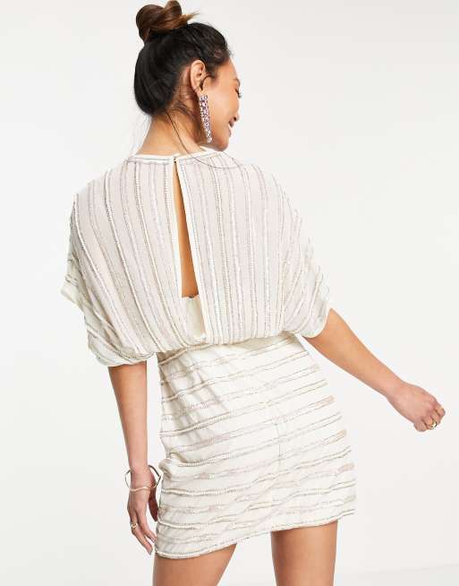 ASOS DESIGN – Sukienka midi w zdobione paski z kopertowym dołem, 2 z 4