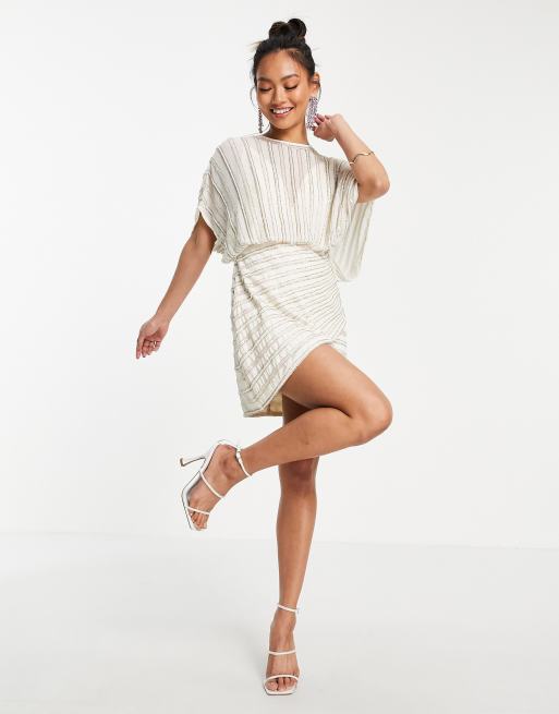 ASOS DESIGN – Sukienka midi w zdobione paski z kopertowym dołem, 4 z 4