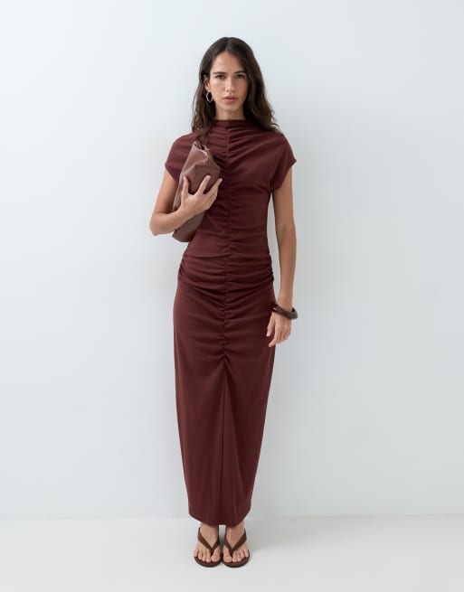 ASOS DESIGN sukienka midi z marszczeniem z przodu, 4 z 5