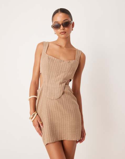 ASOS DESIGN – Sukienka mini we wzór w paski z wycięciem - view 1