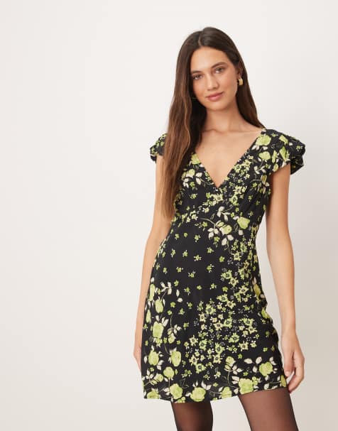 ASOS DESIGN – Sukienka mini z bufiastymi rękawami w drobne kwiaty - view 1