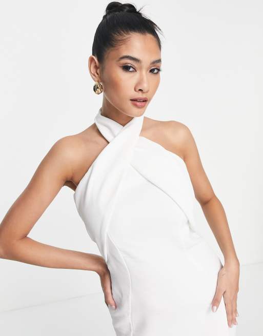 ASOS DESIGN – Sukienka mini z dekoltem halter z fakturowanej krepy, 4 z 4