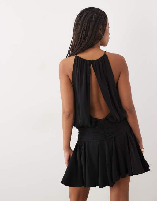 ASOS DESIGN sukienka mini z golfem i obniżoną talią w czerni, 4 z 4