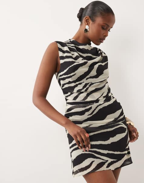 ASOS DESIGN – Sukienka mini z marszczeniem w paski zebry - view 1