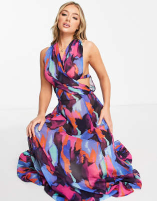 ASOS DESIGN – Sukienka plażowa maxi z abstrakcyjnym wzorem