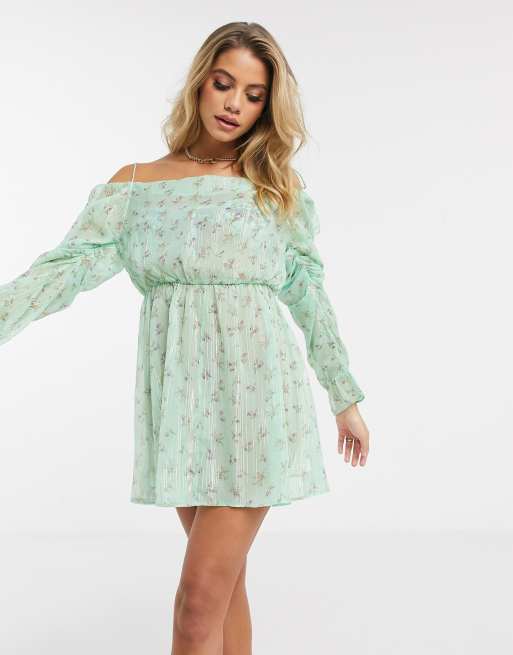 ASOS DESIGN – Sukienka plażowa z wiązanymi ramiączkami z szyfonu ze wzorem w niewielkie kwiatki