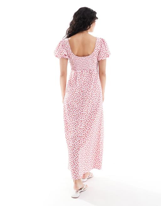 ASOS DESIGN – Sukienka wiązana midi z bufkami w groszki, 3 z 4