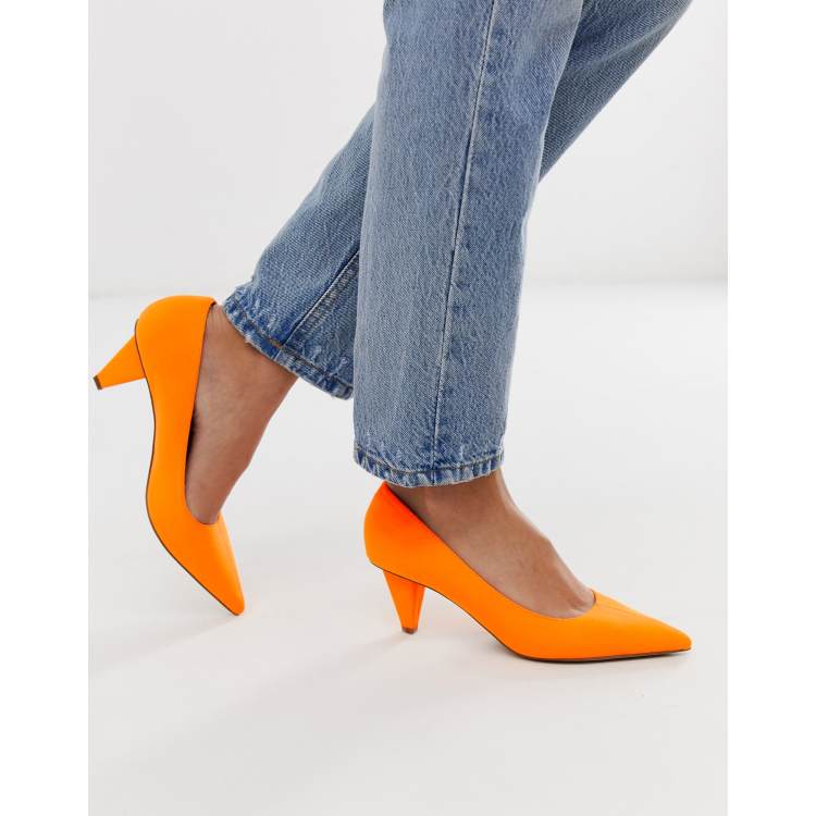 Orange mid heel shoes store