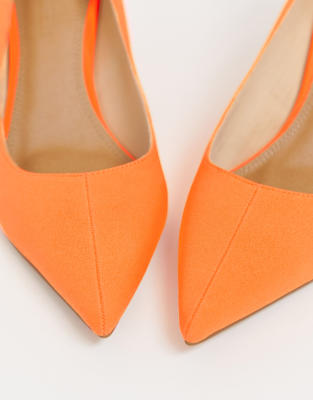 orange mid heel shoes