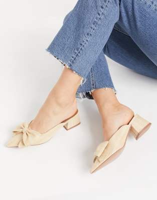 bow heeled mules
