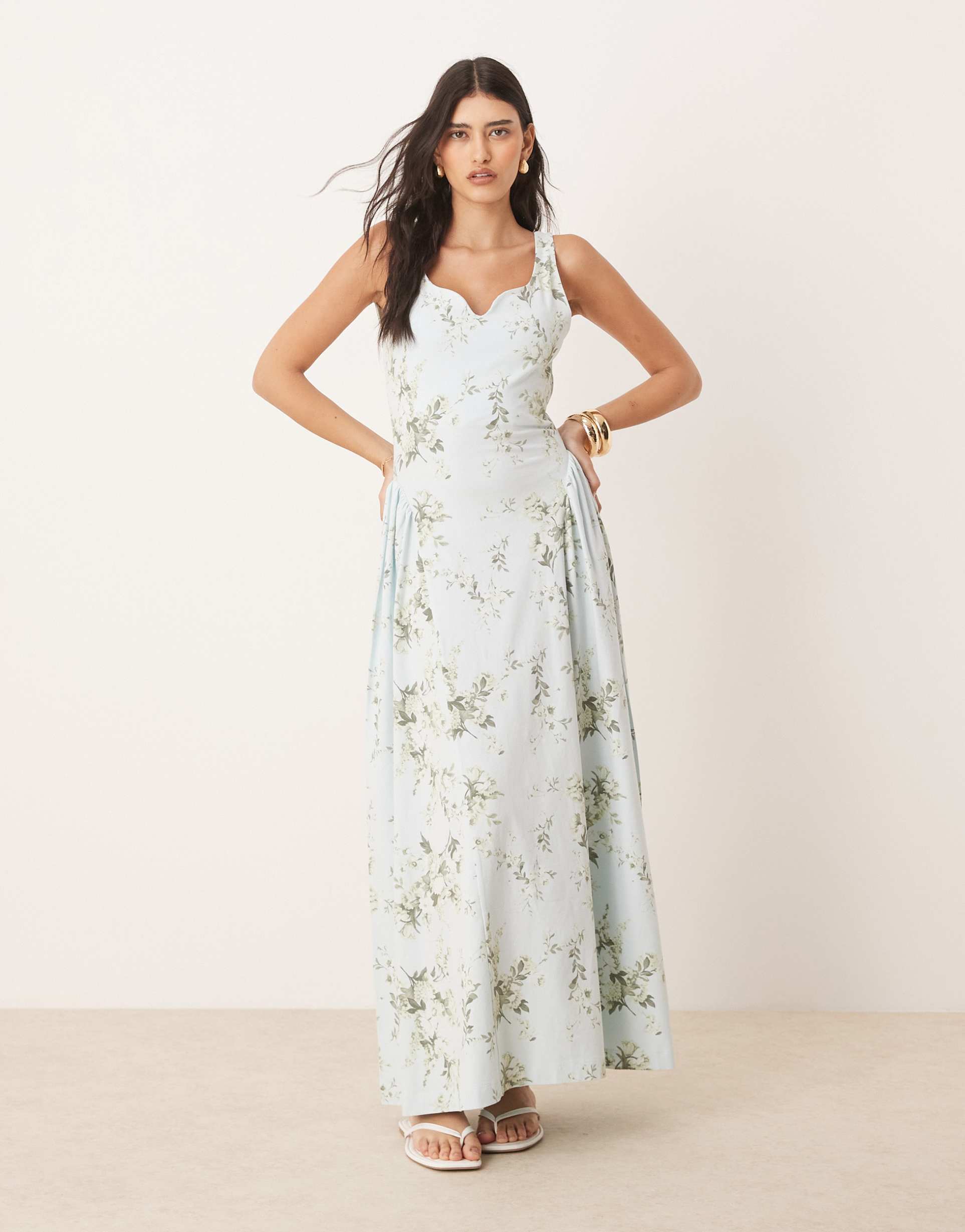 ASOS DESIGN summer maxi dress with full skirt in ditsy print
