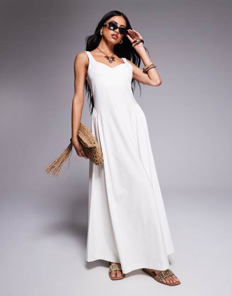ASOS DESIGN summer maxi dress with full skirt in off white - view 1