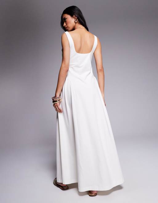 ASOS DESIGN summer maxi dress with full skirt in off white