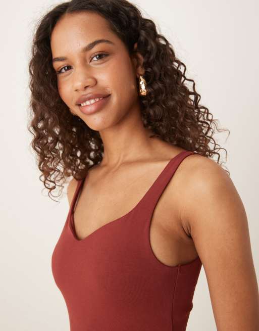 ASOS DESIGN summer maxi dress with full skirt in rust