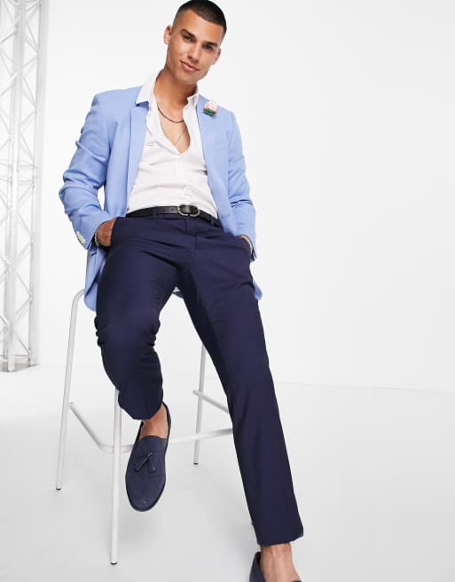 Light blue suit jacket on sale outfit