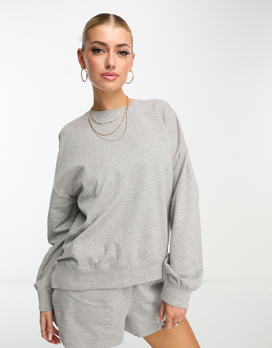 ASOS DESIGN summer weight boxy sweatshirt in grey marl