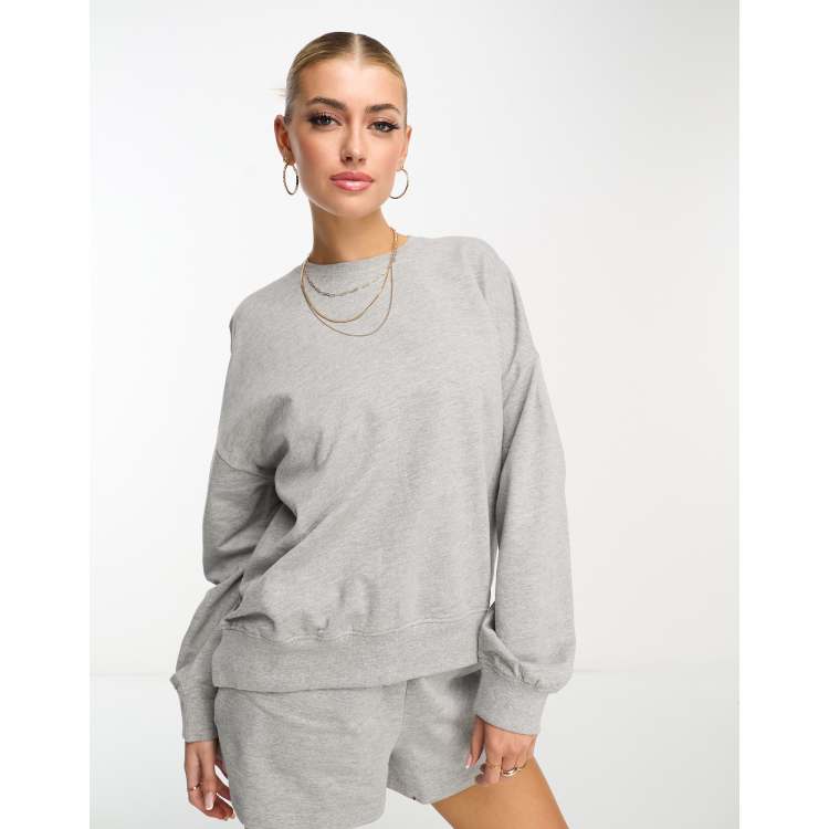 ASOS DESIGN summer weight boxy sweatshirt in grey marl