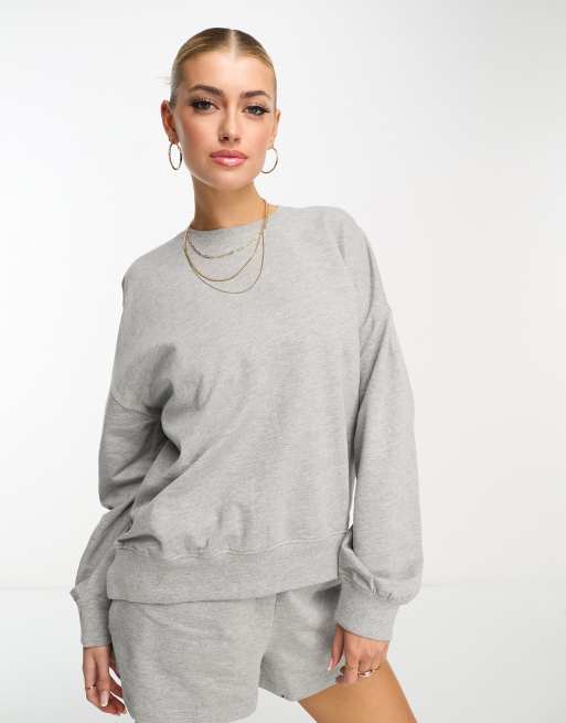 ASOS DESIGN - Summer Weight - Gråmeleret sweatshirt i firkantet pasform