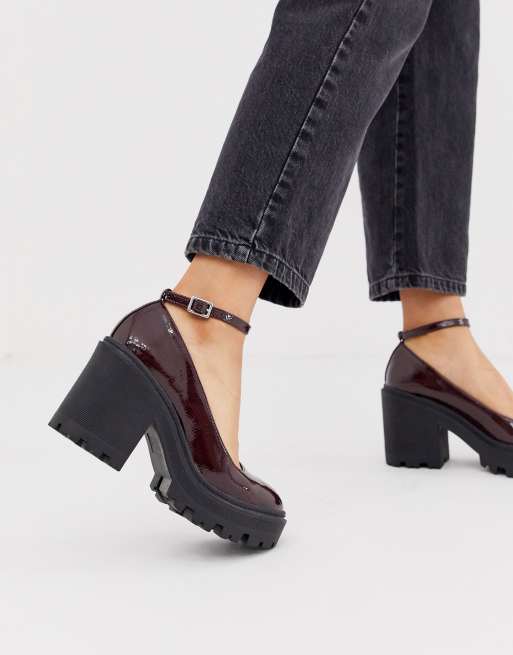 ASOS DESIGN Summit Chaussures gros talons Bordeaux verni