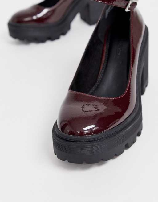 Burgundy chunky online heels