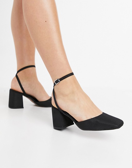 ASOS DESIGN Sundae block heel mid shoes in black