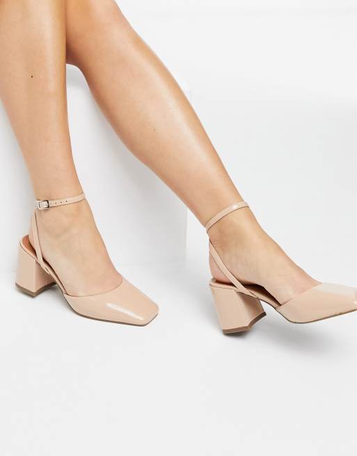 ASOS DESIGN – Sundae – Schuhe mit mittelhohem Blockabsatz in Beige