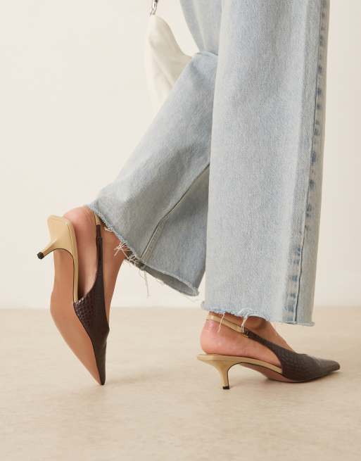 ASOS DESIGN - Sunday - Chaussures à petit talon et bride arrière - Marron croco, 2 de 4