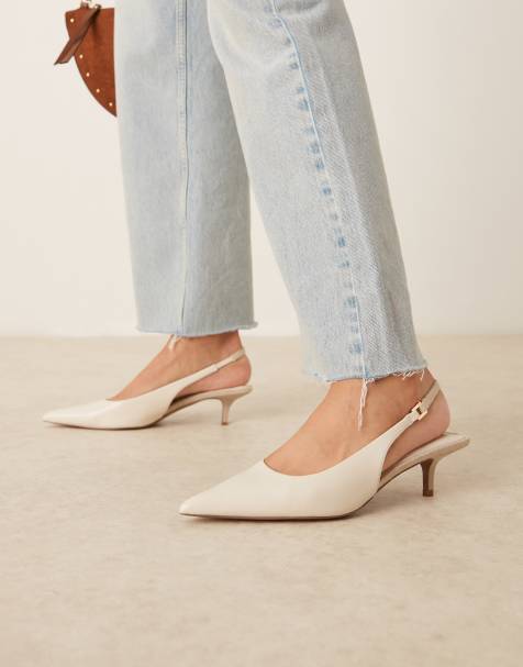 ASOS DESIGN Sunday slingback kitten heel in off white - view 1