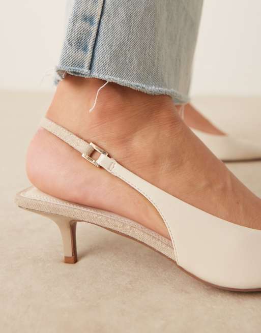 ASOS DESIGN Sunday slingback kitten heel in off white