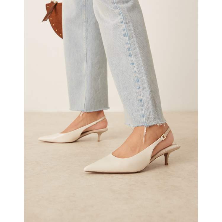 ASOS DESIGN Sunday slingback kitten heels in off white ASOS - Main Image