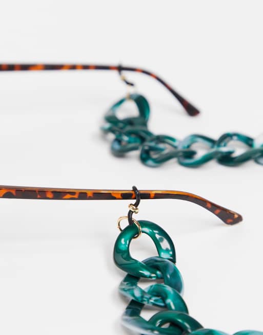 ASOS DESIGN sunglasses chain in chunky green ASOS