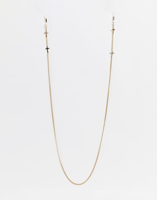 ASOS DESIGN sunglasses chain with crosses detail in gold tone ASOS