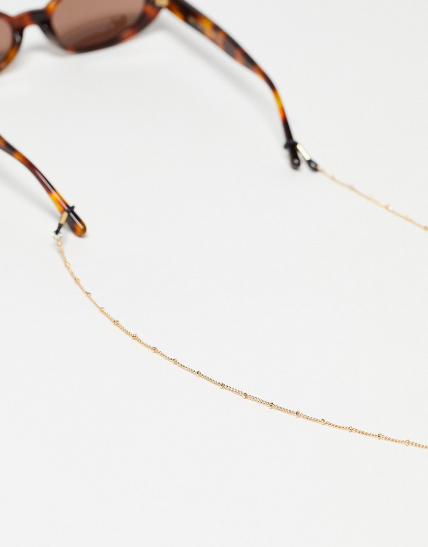 Asos Design Sunglasses Chain With Dot Dash Design In Gold Tone