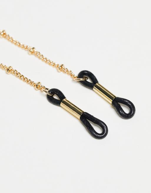 ASOS DESIGN sunglasses chain with dot dash design in gold tone , 3 of 4